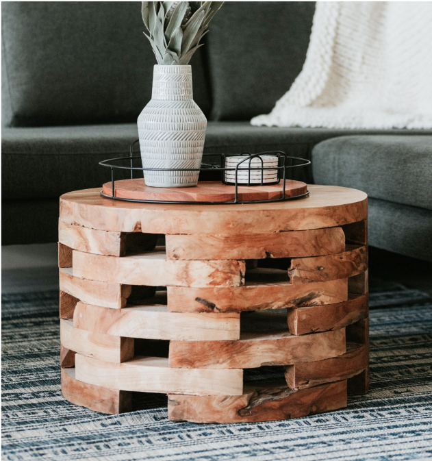 Rustic Wood Slab Coffee Table